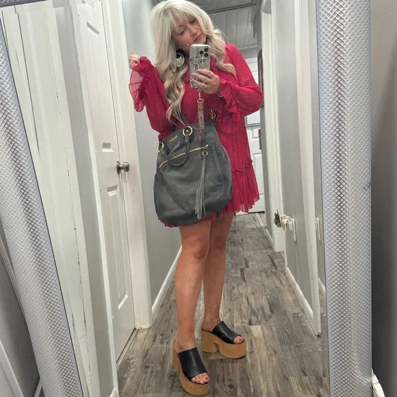 Miu Miu Gray Suede Leather Women’s Crossbody Satchel 2 Way Bag Fridge Vitello - Picture 3 of 17